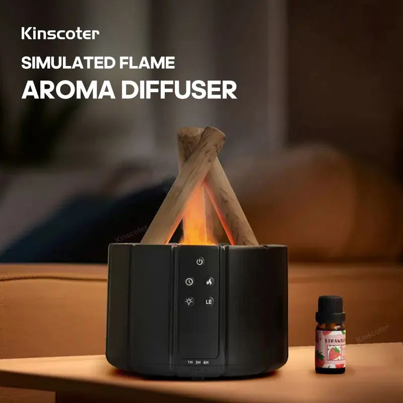  Flame Effect Aroma Diffuser – Transform Your Space with Cool Mist, LED Glow & Essential Oils! 